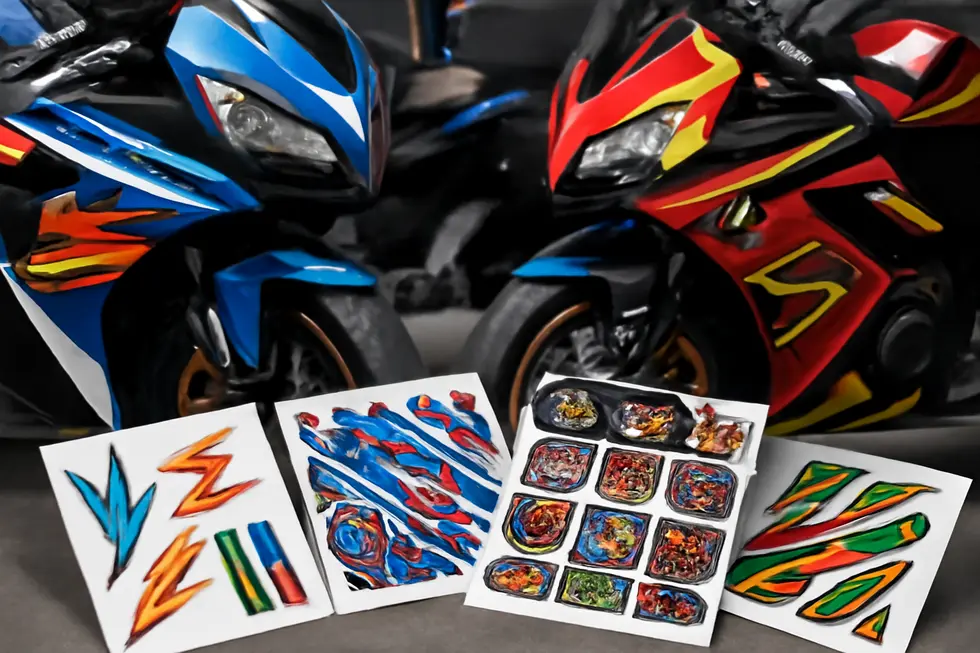 A detailed view illustrating the durable high-quality vinyl materials used in motorcycle fairing stickers.