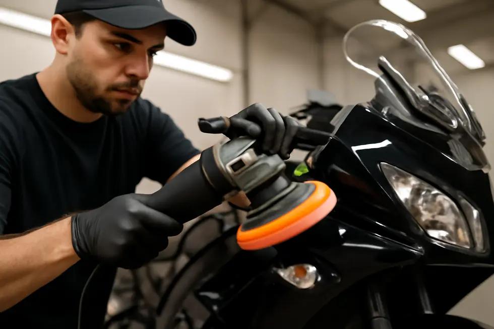 Thorough cleaning and surface preparation of motorcycle fairings is essential for effective polishing.