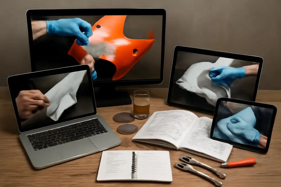 Comparing fiberglass and plastic materials used in motorcycle fairing repairs.