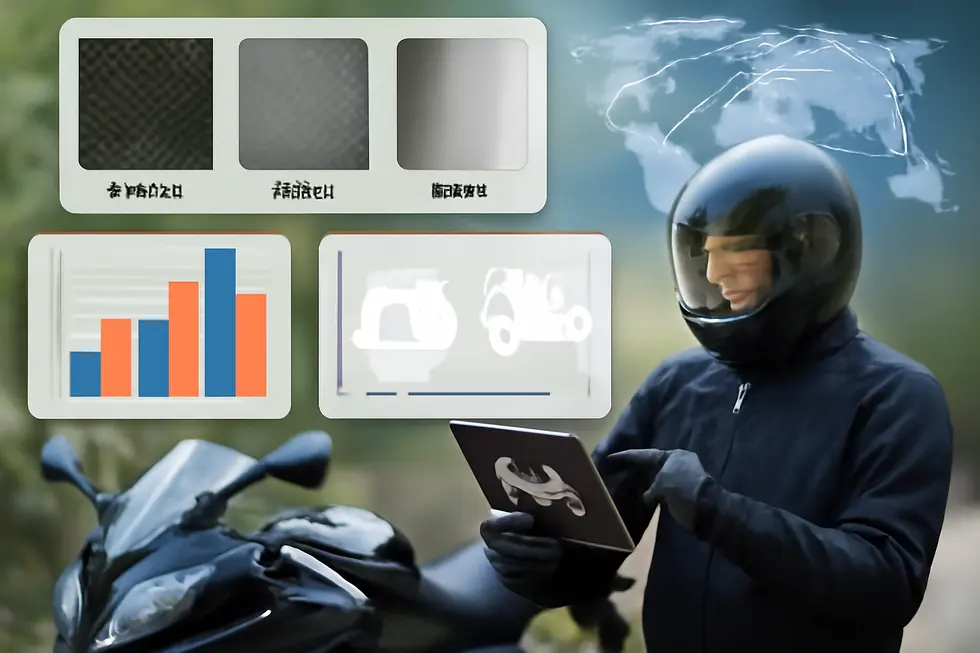 Comparing motorcycle fairings made from carbon fiber, fiberglass, and OEM-style plastics, illustrating their distinct price ranges.