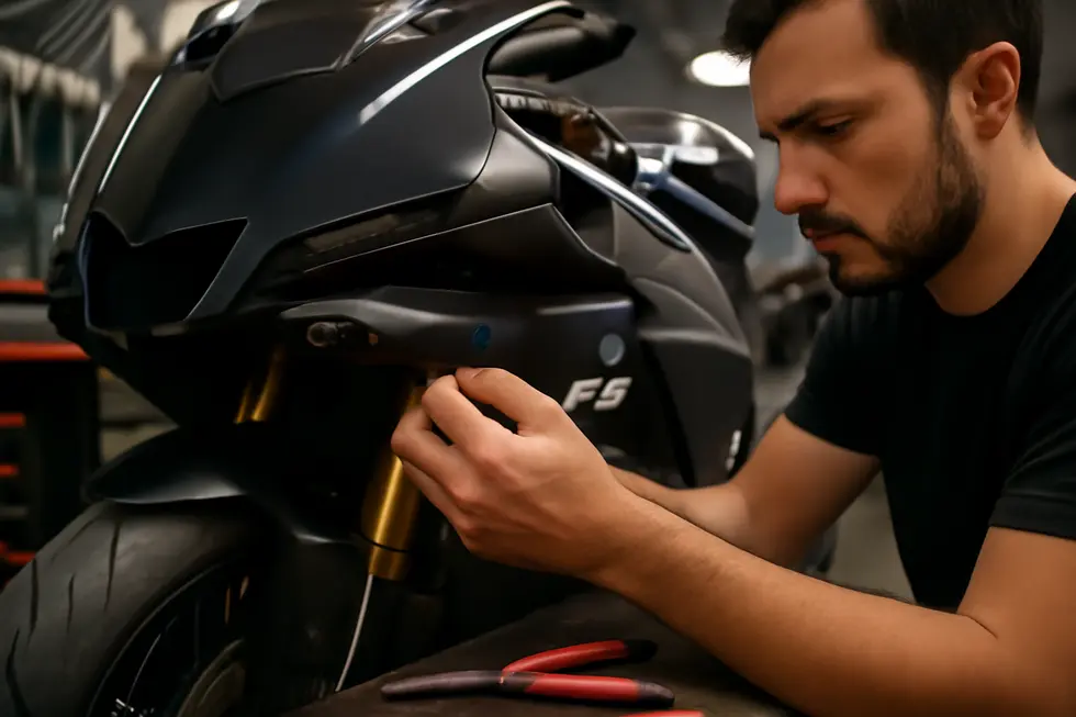 A detailed comparison of plastic and metal fairing clips used in motorcycles.
