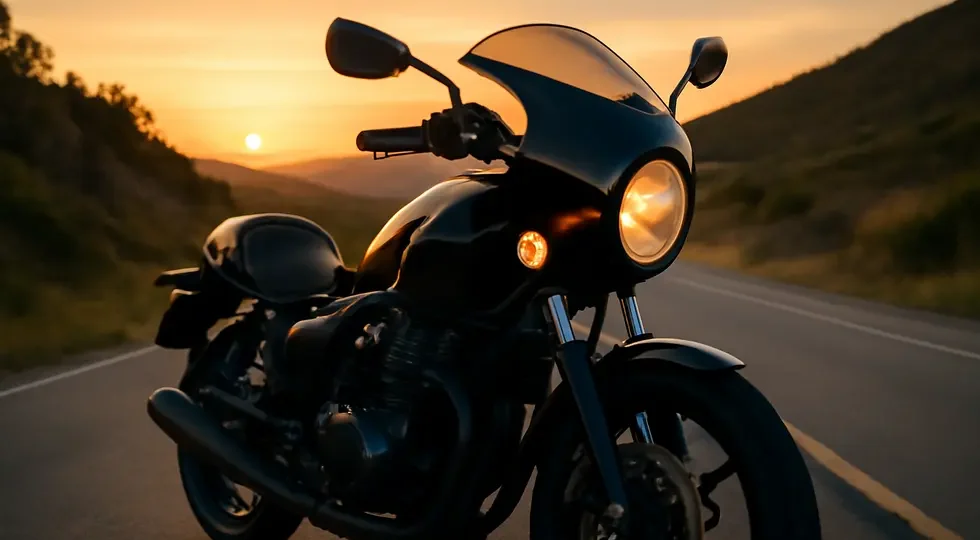 A stylish motorcycle equipped with a bikini fairing demonstrating the blend of aerodynamic design and aesthetic appeal.