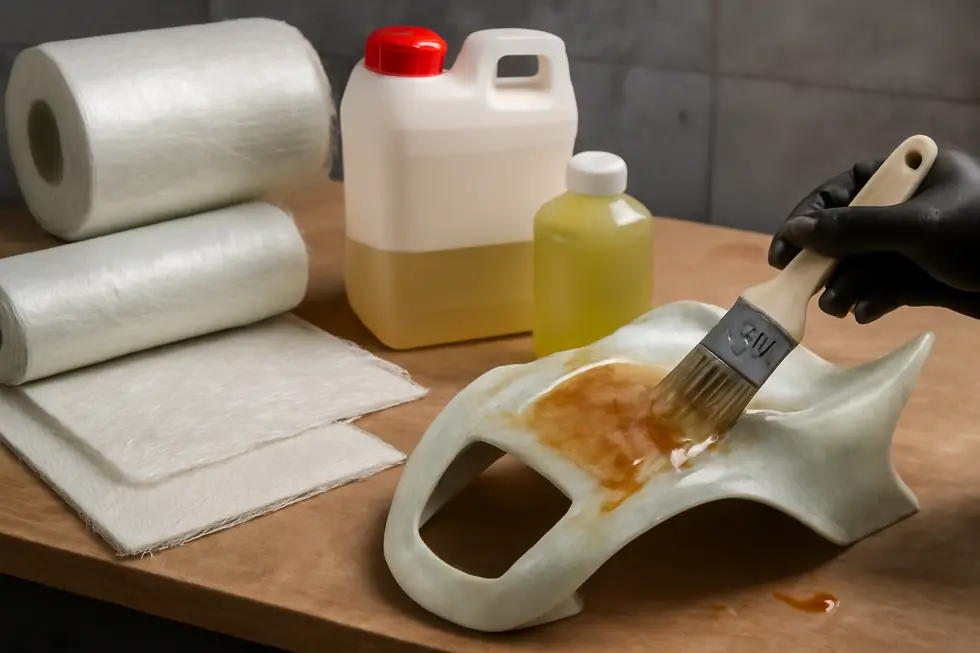 Thorough cleaning and sanding of the motorcycle fairing surface ensure optimal resin adhesion and durability.