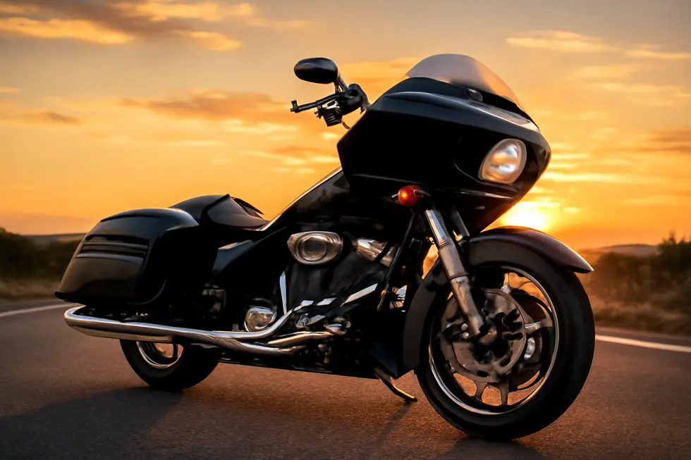 Fixed fairings mounted to the frame enhance motorcycle stability and handling during high-speed touring.