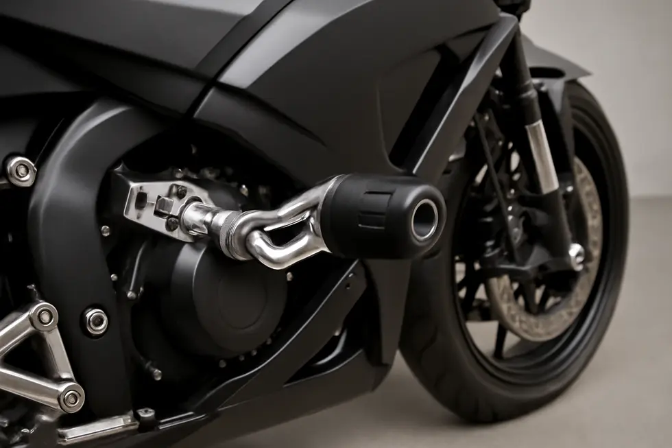 Frame sliders and protection kits protect motorcycle fairings by absorbing and dispersing impact energy during crashes.