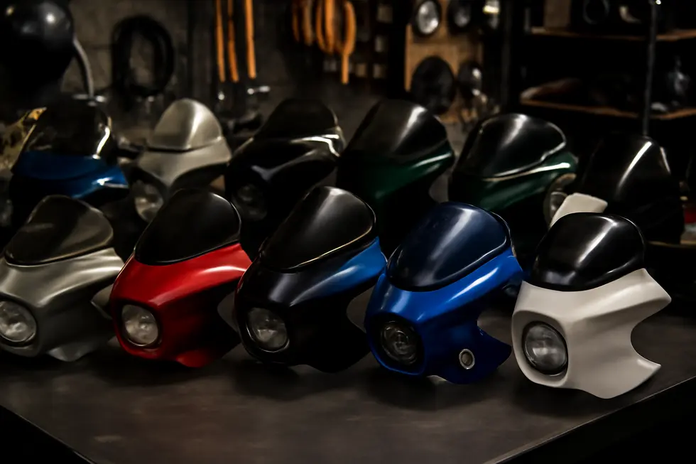 Aerodynamic design of half fairing motorcycles enhancing wind protection while preserving classic styling.