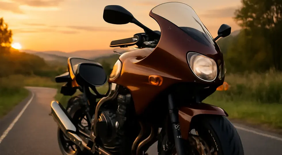 A modern half fairing motorcycle showcasing the blend of aerodynamic function and classic design aesthetics.