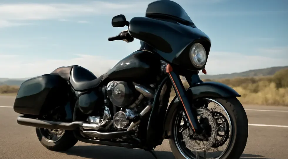 Harley-Davidson Softail motorcycle equipped with a custom aftermarket fairing, emphasizing style and aerodynamic performance.