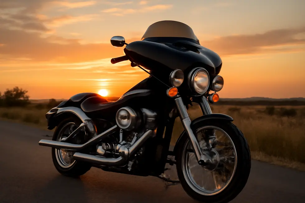 Close-up of a Viking Maverick fiberglass fairing fitted precisely on a Harley-Davidson Softail Low Rider S showcasing design and fitment details.