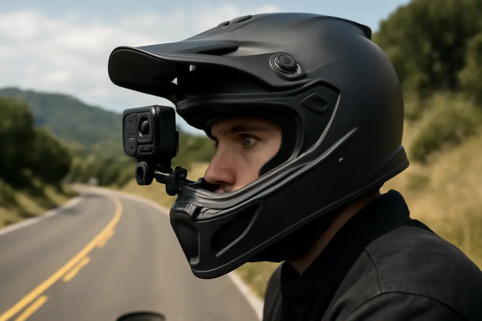 The RAM Mounts U-Bolt GoPro Kit provides robust, adjustable mounting on motorcycle fairing rails for versatile camera positioning.