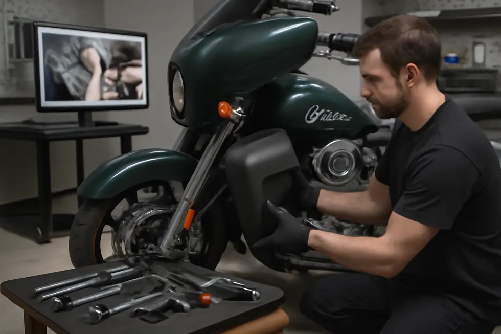 Indian motorcycle lower fairings in action, demonstrating their aerodynamic design and effective wind protection for riders.