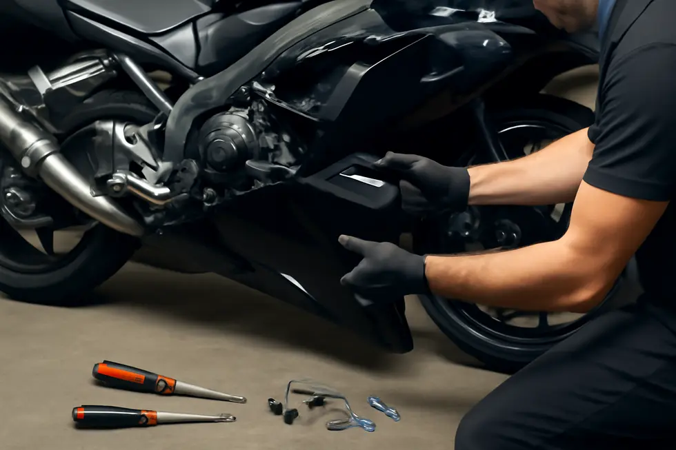 An array of motorcycle fairings showcasing product variety and material differences available on Amazon.