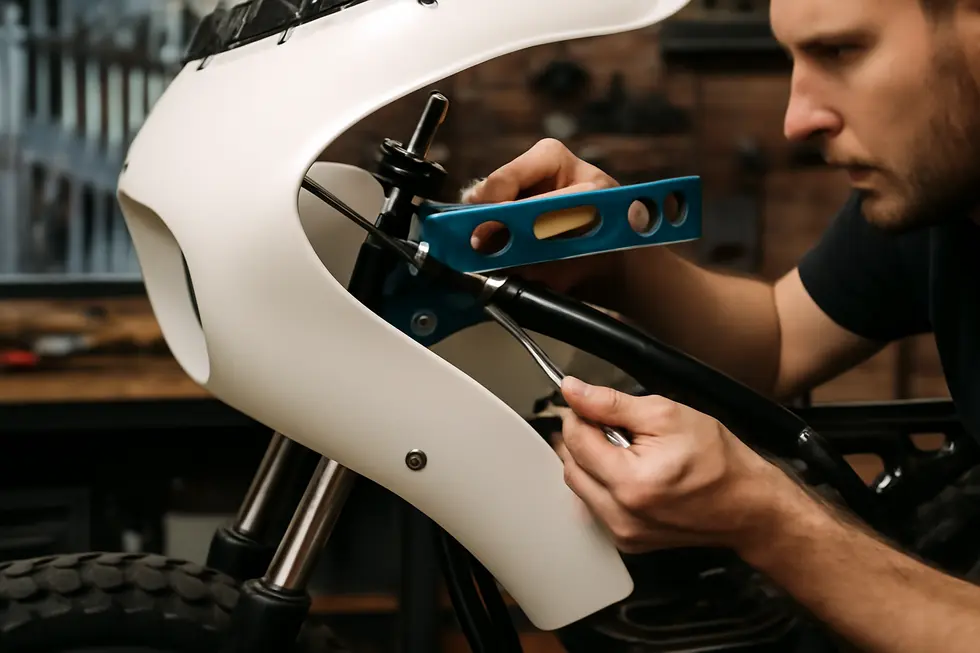 Creating detailed templates and molds using foam and cardboard to shape custom motorcycle fairings.