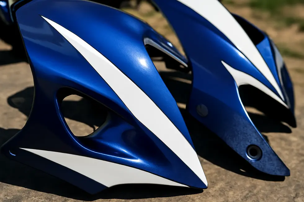 Detailed view showcasing the durable ABS plastic and multi-layer paint finish of Kings Motorcycle Fairings.