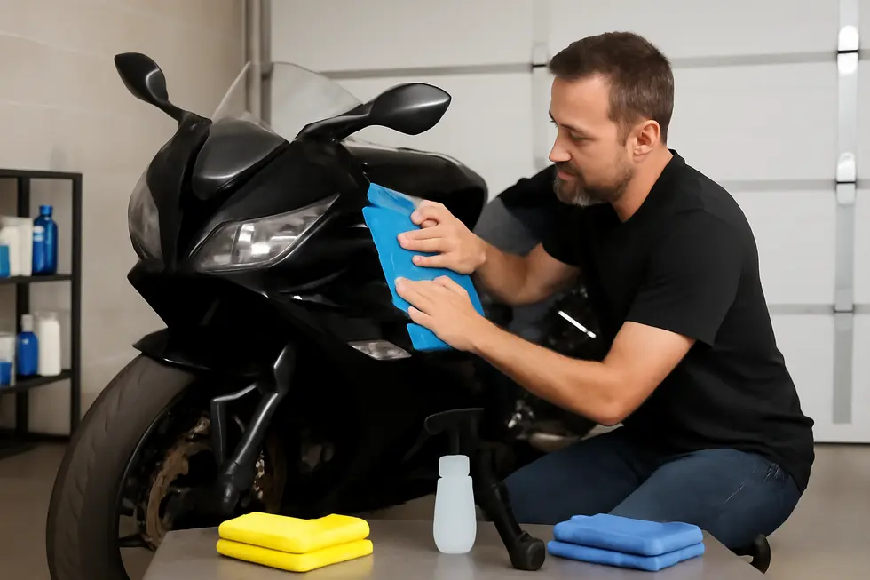 Thorough cleaning and surface preparation of motorcycle fairings is essential for effective polishing.