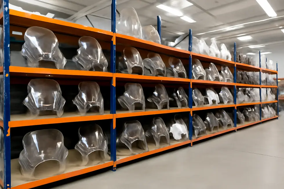 Different clear motorcycle fairings crafted from durable, impact-resistant materials ready for installation.