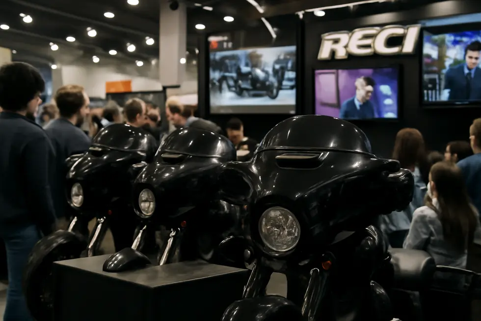 The sleek and functional design of a Reckless Dark Night Batwing fairing fitted on a Harley Road King.