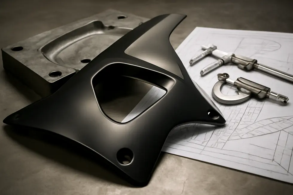 A detailed motorcycle showcasing fairing components emphasizing aerodynamic and protective functions.