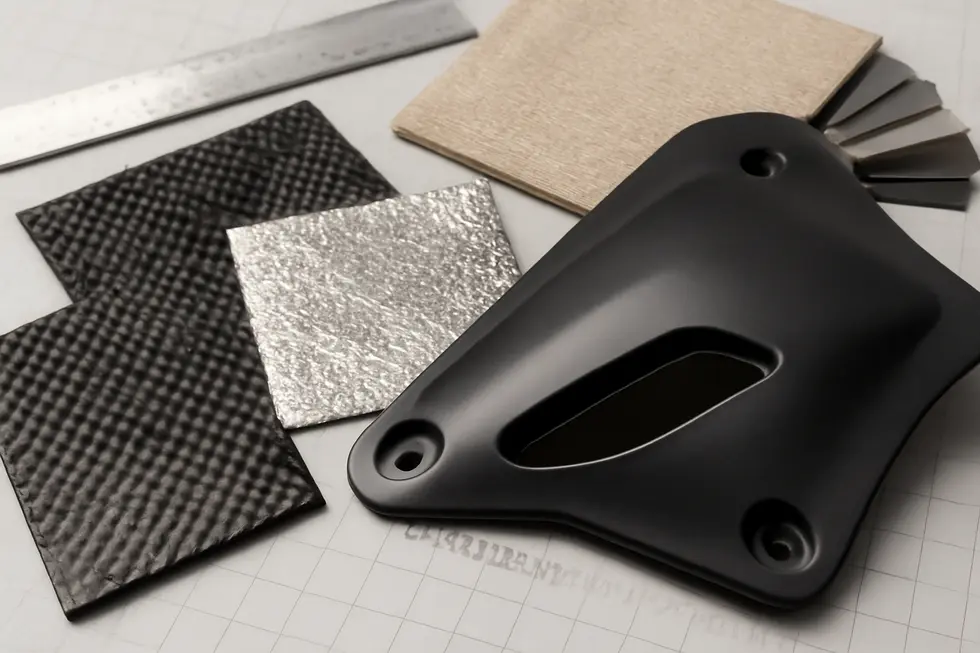 Aftermarket ABS fairing kit featuring integrated heat shields protecting plastic panels around the engine and exhaust.
