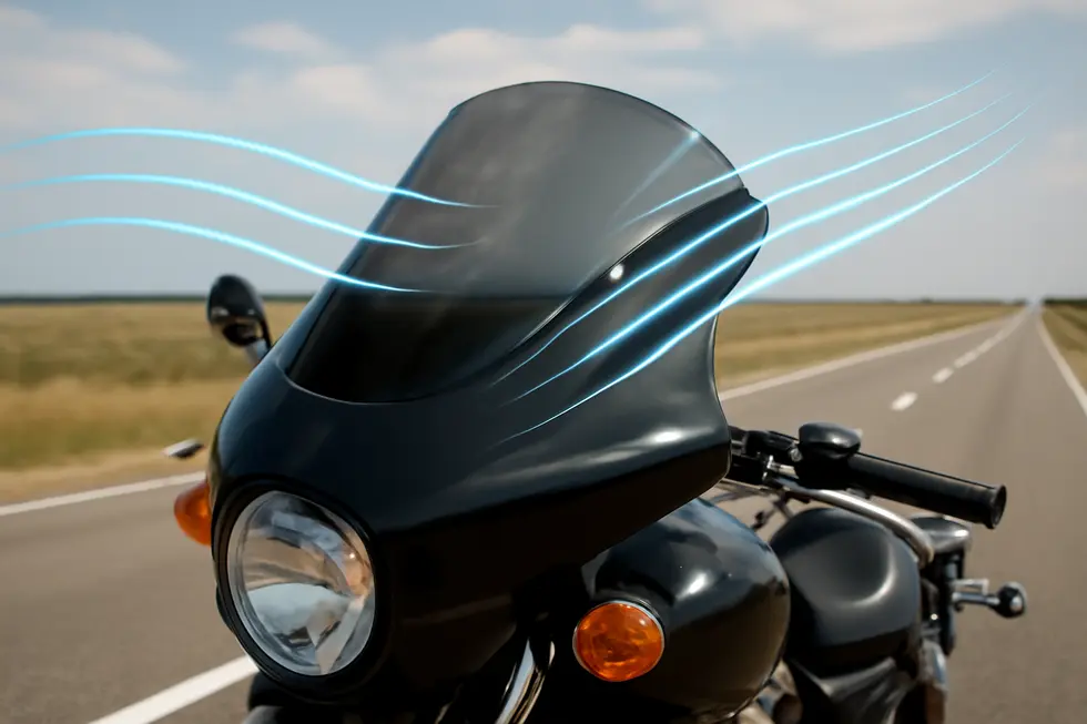 Varied windshield fairing types and styles displayed on motorcycles illustrating market diversity and rider preference.