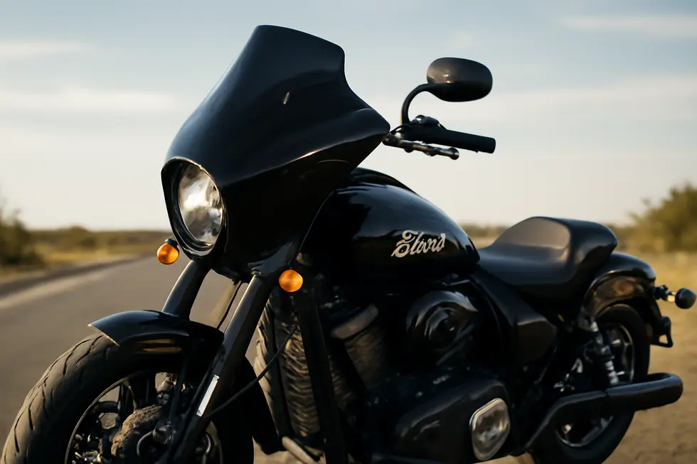 The Memphis Shades Road Warrior fairing enhancing the aerodynamic profile of an Indian motorcycle.