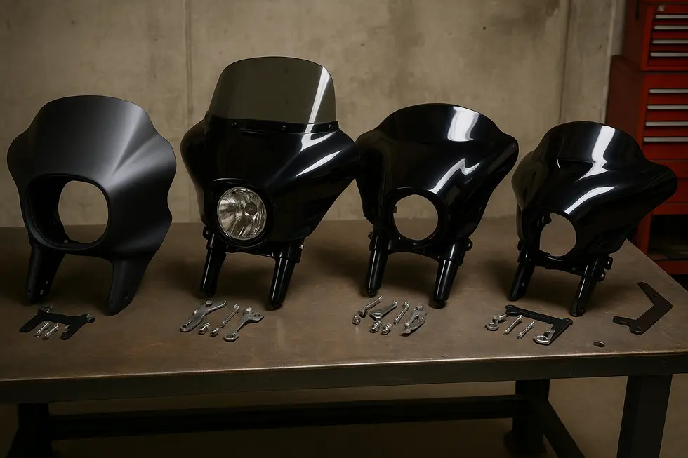 High-quality fiberglass and impact-resistant acrylic materials contribute to durable, aerodynamic Harley Davidson fairings.