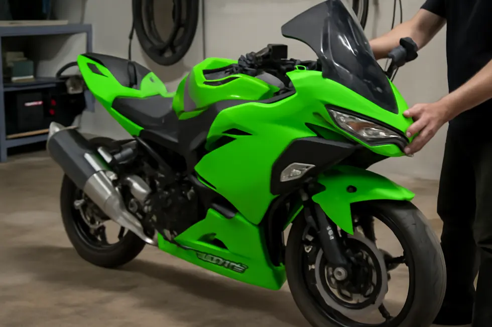 ABS plastic fairings with essential accessories ready for installation highlight key buying factors.