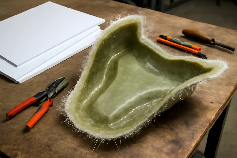 A designer crafting a precise 3D model of a custom motorcycle fairing using CAD software.