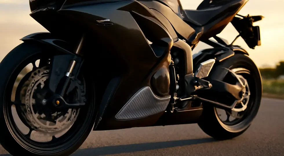 Sport motorcycle featuring integrated heat shields on lower fairings protecting against heat while maintaining a sleek, stylish look.
