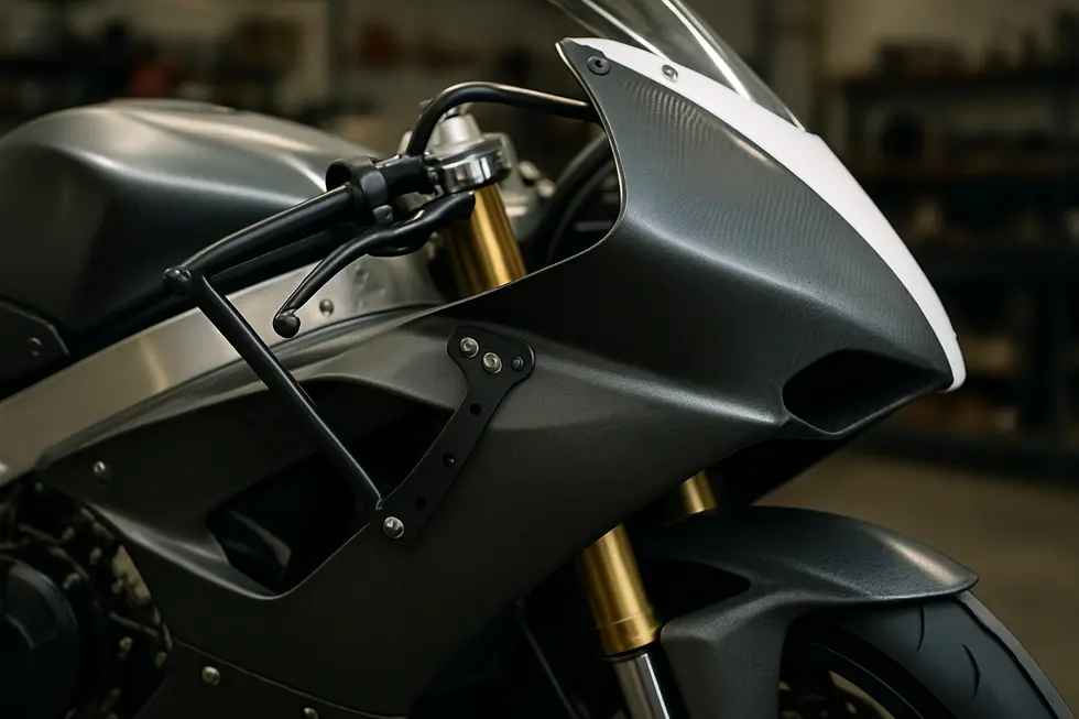Visual comparison of full, half, and race motorcycle fairings highlighting coverage and aerodynamic functions.