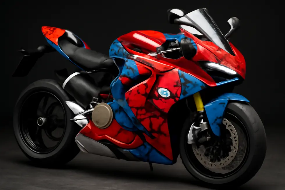 High-quality vinyl wrap material applied to a motorcycle fairing illustrating texture and protective features.