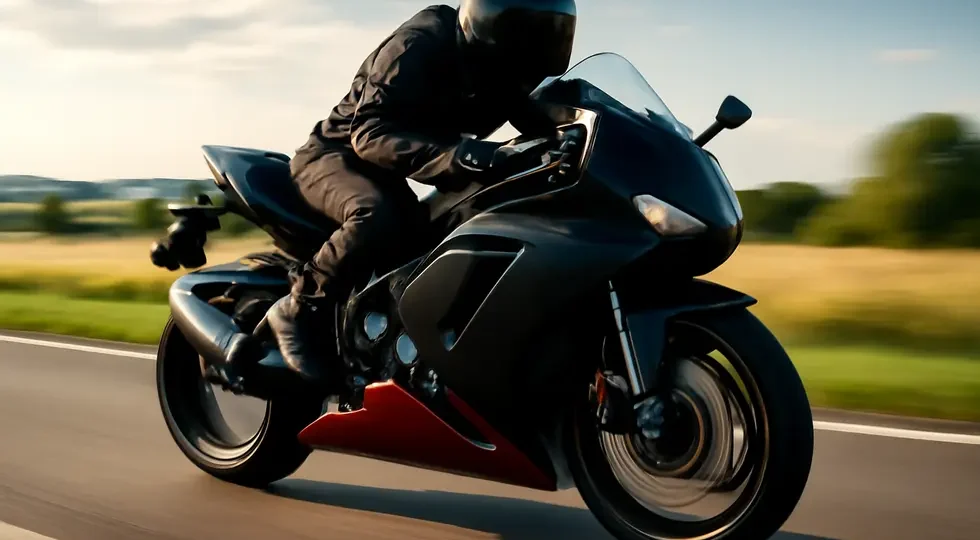 Sport motorcycle outfitted with a sleek belly fairing emphasizing aerodynamic design and performance on an open road.