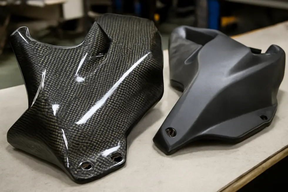 A sport motorcycle featuring a contoured belly fairing designed to optimize airflow and enhance stability at high speeds.