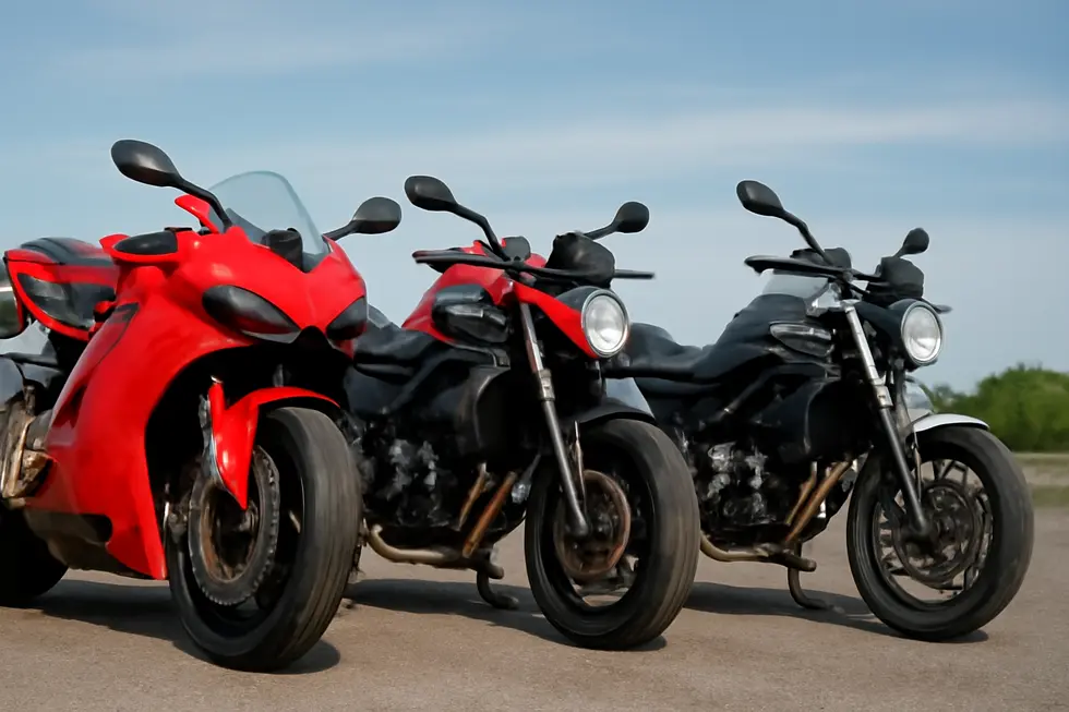 Visual comparison of airflow and handling differences between fairing-equipped and no fairing motorcycles.