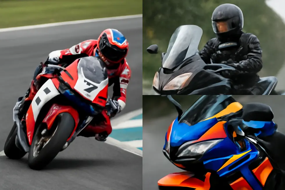 Illustration of aerodynamic airflow around a modern motorcycle fairing enhancing speed and rider protection.