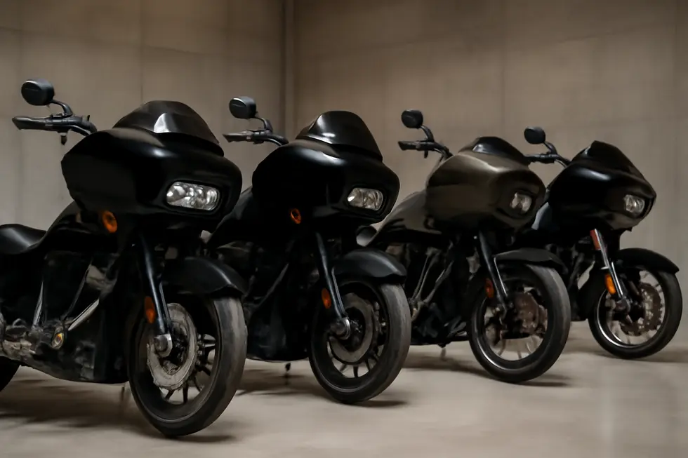 Fixed fairings mounted to the frame enhance motorcycle stability and handling during high-speed touring.
