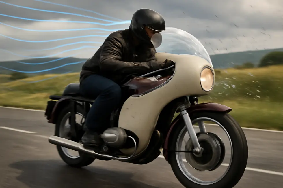Various classic motorcycle fairing styles including bikini and bullet displayed on vintage bikes demonstrating their iconic looks and aerodynamic functions.