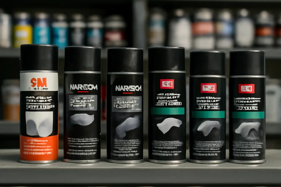 Applying plastic adhesion primer on ABS motorcycle fairing to enhance paint bonding and durability.