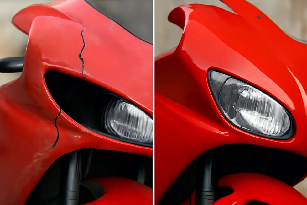 Properly cleaning and sanding the damaged fairing surface to ensure optimal resin adhesion.