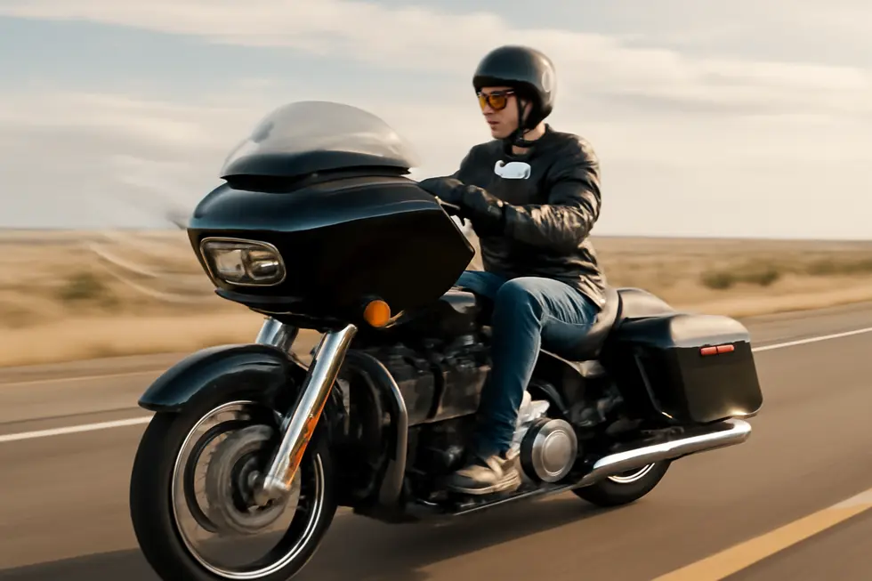 The Harley-Davidson Road Glide showcasing its pioneering sharknose fixed fairing design against a natural landscape.