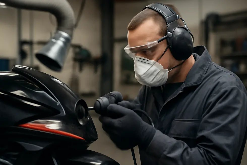 A comprehensive display of essential cutting tools and materials tailored for different types of motorcycle fairings.