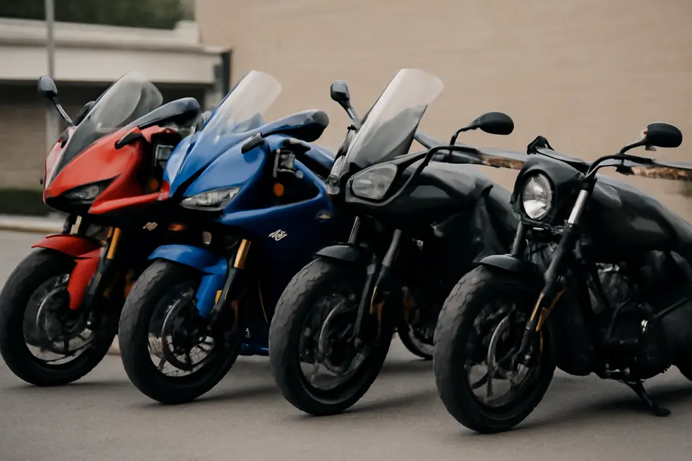 Close-up of a motorcycle emphasizing the fairing panels and their coverage to illustrate core functions.