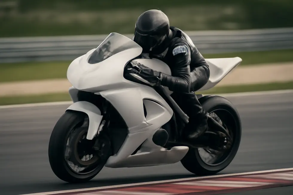 Detailed close-up of hand-laid fiberglass layers demonstrating the robust construction of motorcycle fairings.