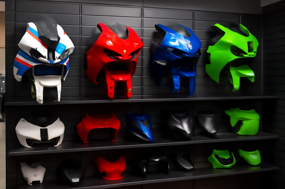Close-up showing ABS plastic aftermarket fairings with pre-drilled holes for precise fitment on a sportbike frame.