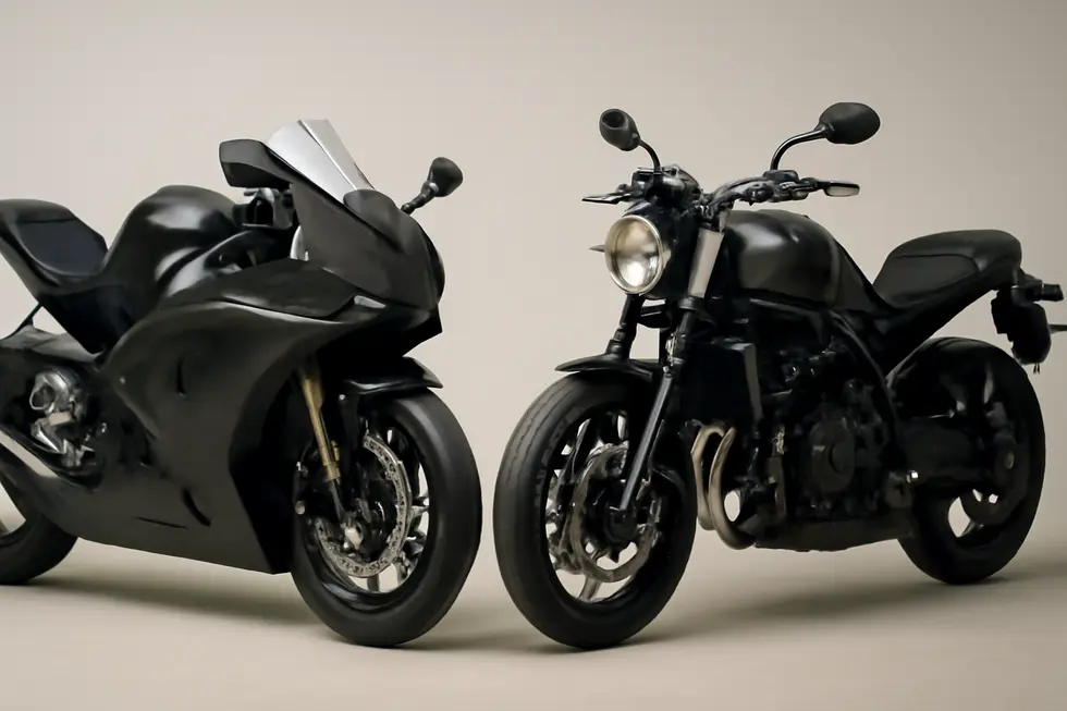 Visual comparison of airflow and handling differences between fairing-equipped and no fairing motorcycles.