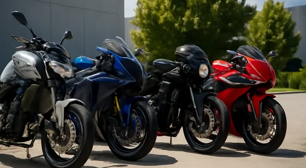 A diverse lineup of Yamaha motorcycles displaying various fairing types highlighting performance and style options.