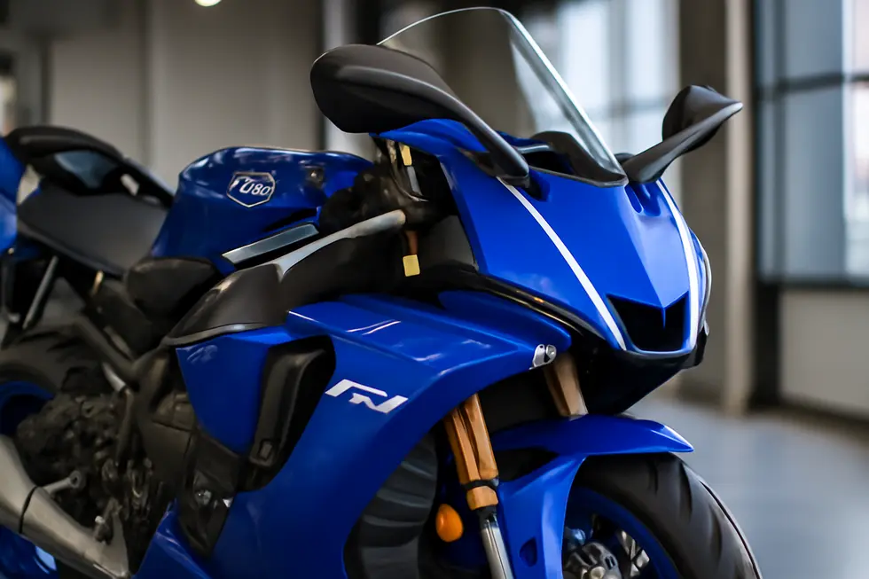 An anodized aluminum fairing kit installed on a Yamaha YZF1000 R1, emphasizing lightweight design and customization.