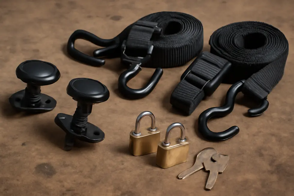 An assortment of motorcycle fairing quick release clips demonstrating diverse fastening mechanisms designed for rapid fairing removal.