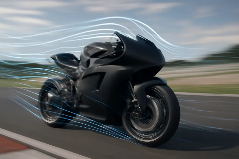 Streamlined motorcycle racing fairing designed to optimize airflow and reduce drag, enhancing speed and fuel efficiency.