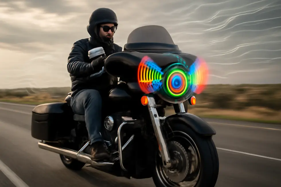Motorcycle fairing speakers featuring vented magnets and robust design deliver high wattage and clear sound at highway speeds.